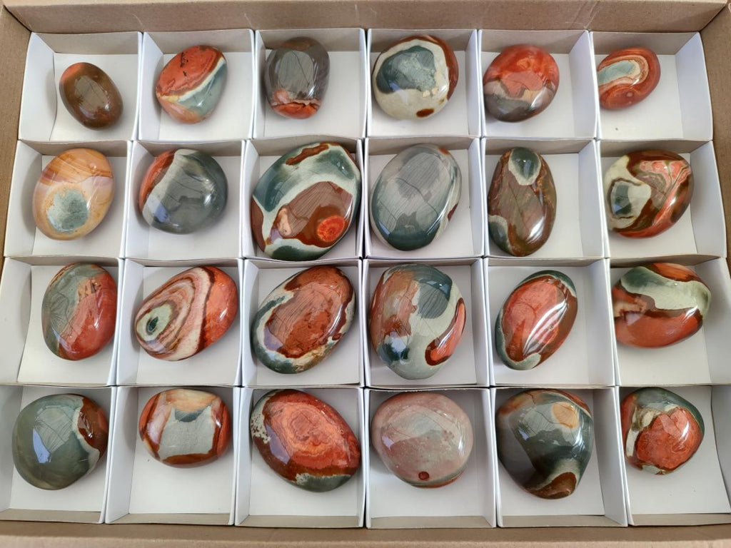 Polished Polychrome Jasper Galets x 24 From NW Coast, Madagascar - Toprock Gemstones and Minerals 