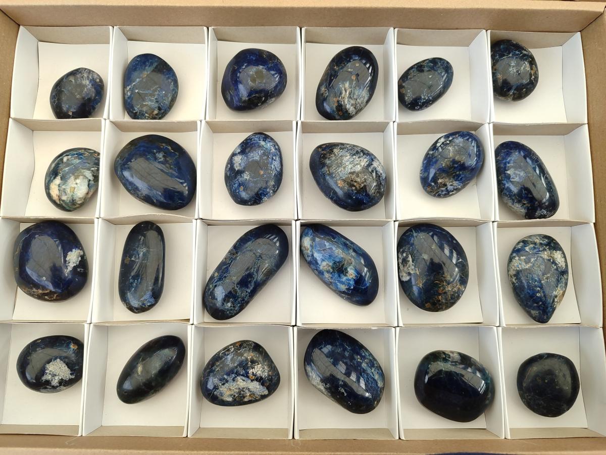 Polished Dumortierite Galets x 24 From Madagascar - Toprock Gemstones and Minerals 