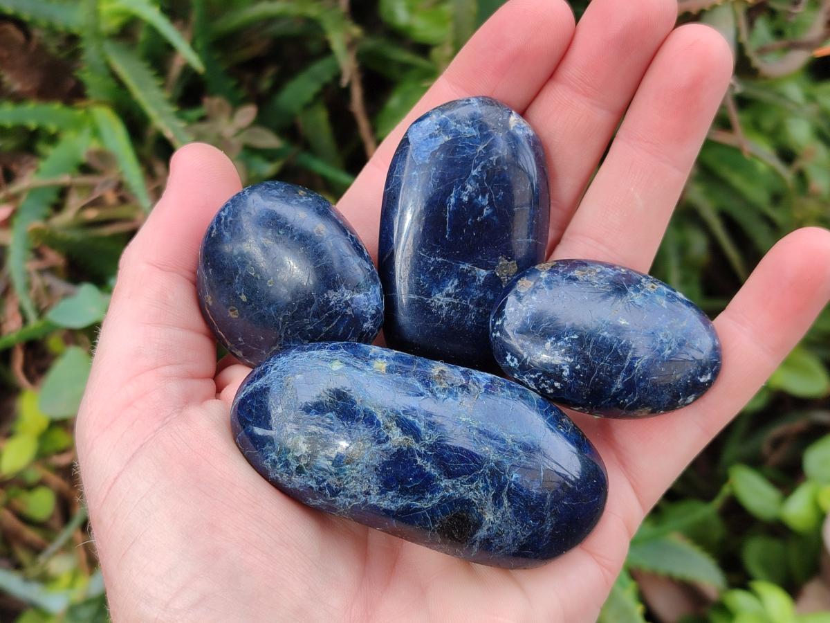 Polished Dumortierite Galets x 24 From Madagascar - Toprock Gemstones and Minerals 