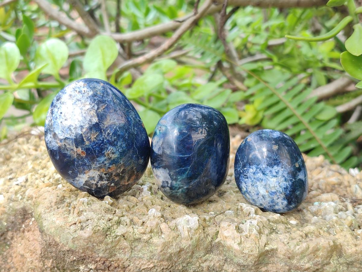 Polished Dumortierite Galets x 24 From Madagascar - Toprock Gemstones and Minerals 