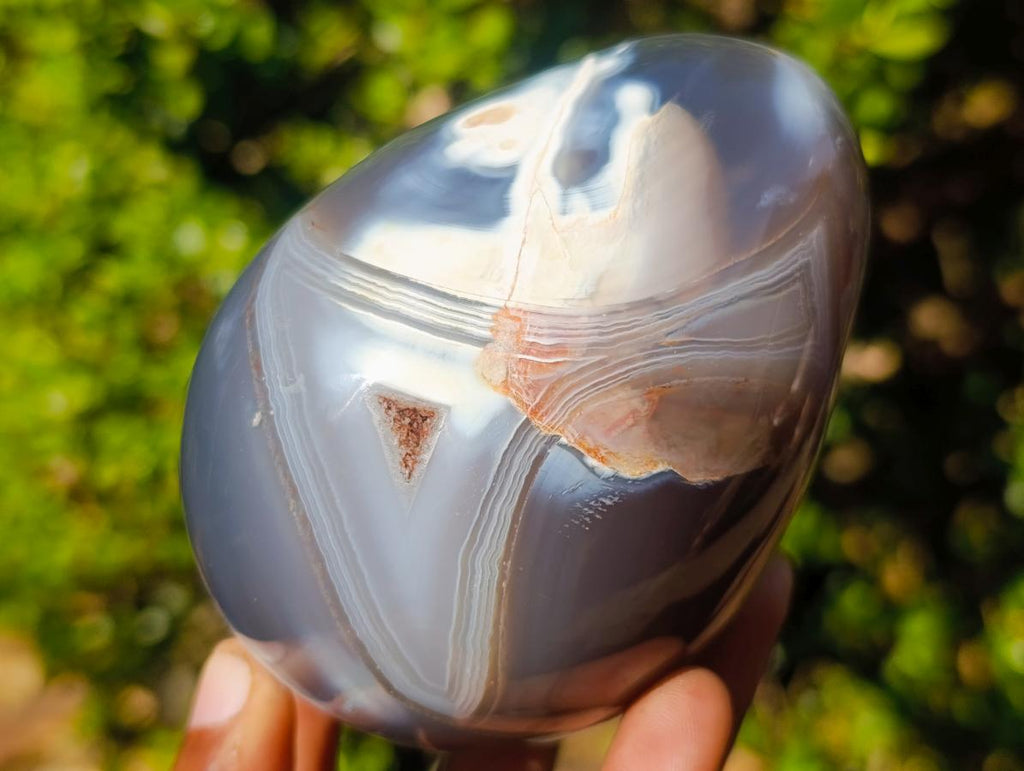 Polished Large White Red and Grey Agate Gemstone Eggs x 2 From Madagascar - Toprock Gemstones and Minerals 