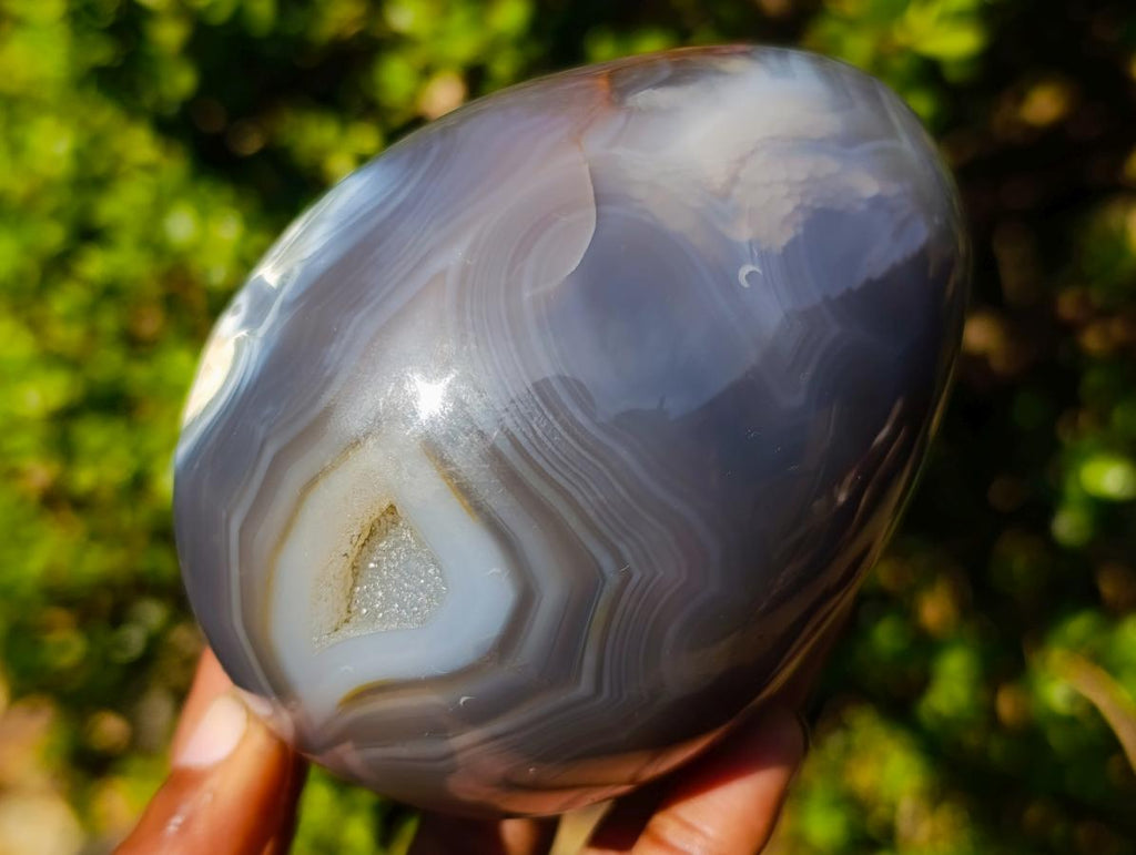 Polished Large White Red and Grey Agate Gemstone Eggs x 2 From Madagascar - Toprock Gemstones and Minerals 