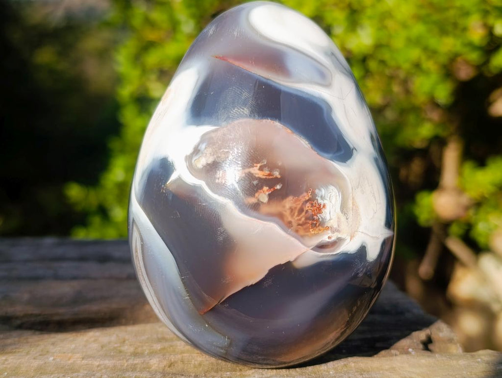 Polished Large White Red and Grey Agate Gemstone Eggs x 2 From Madagascar - Toprock Gemstones and Minerals 