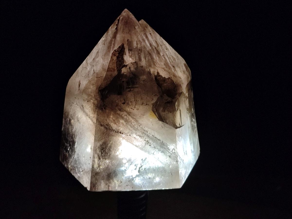 Polished Large Smokey Window Quartz Display Crystal with Three Enhydros x 1 From Madagascar - Toprock Gemstones and Minerals 