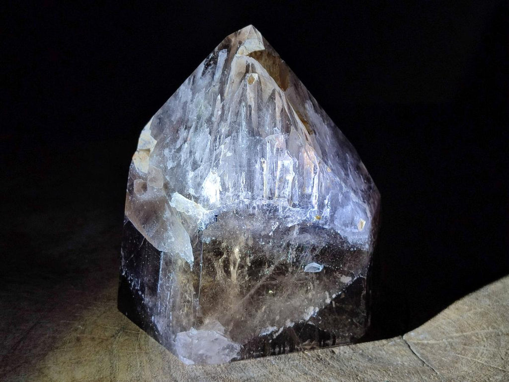 Polished Large Smokey Window Quartz Display Crystal with Three Enhydros x 1 From Madagascar - Toprock Gemstones and Minerals 