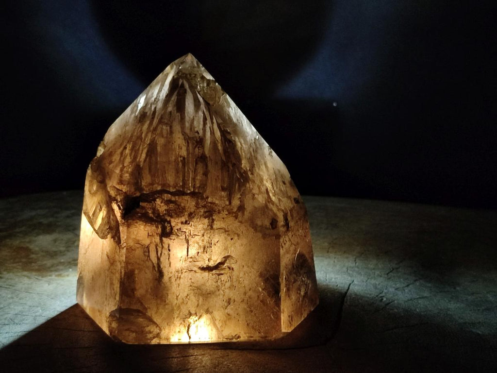 Polished Large Smokey Window Quartz Display Crystal with Three Enhydros x 1 From Madagascar - Toprock Gemstones and Minerals 