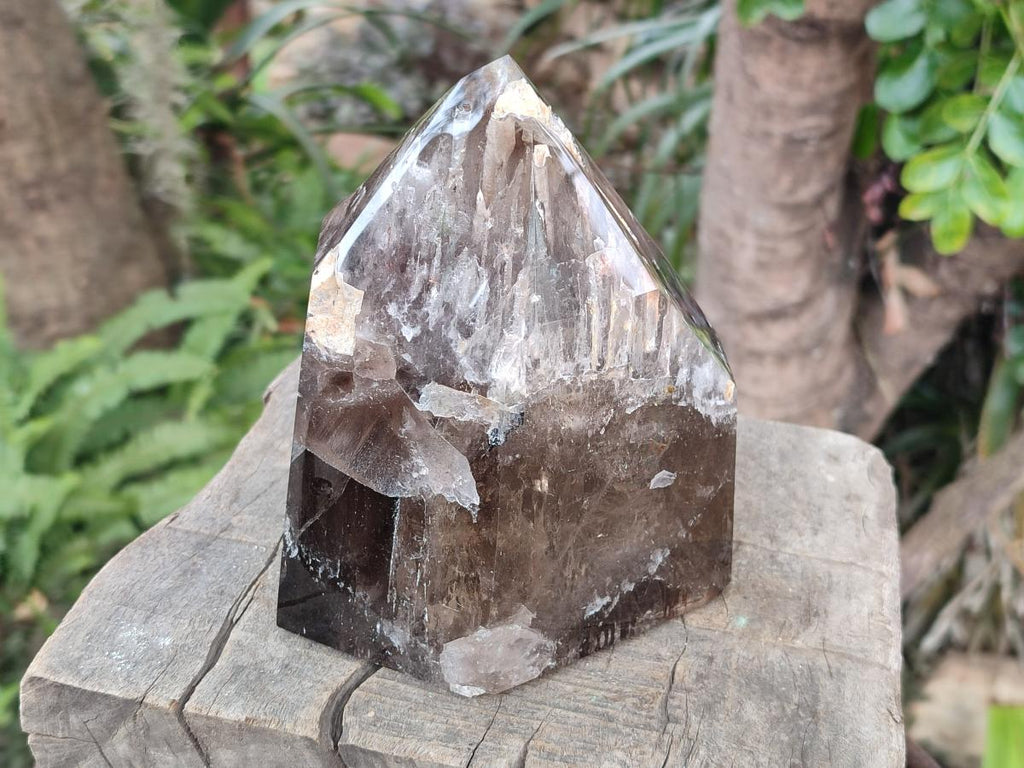 Polished Large Smokey Window Quartz Display Crystal with Three Enhydros x 1 From Madagascar - Toprock Gemstones and Minerals 