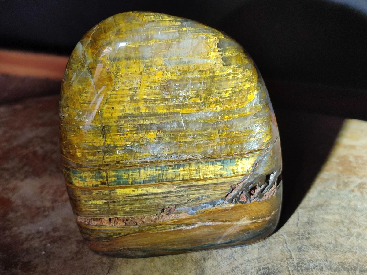 Polished Nellite Tigers Eye Standing Display Pieces x 3 From Prieska, South Africa - Toprock Gemstones and Minerals 