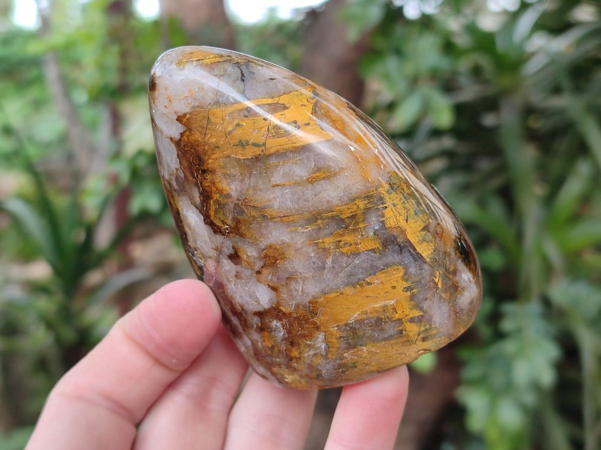 Polished Nellite Tigers Eye Standing Display Pieces x 3 From Prieska, South Africa - Toprock Gemstones and Minerals 