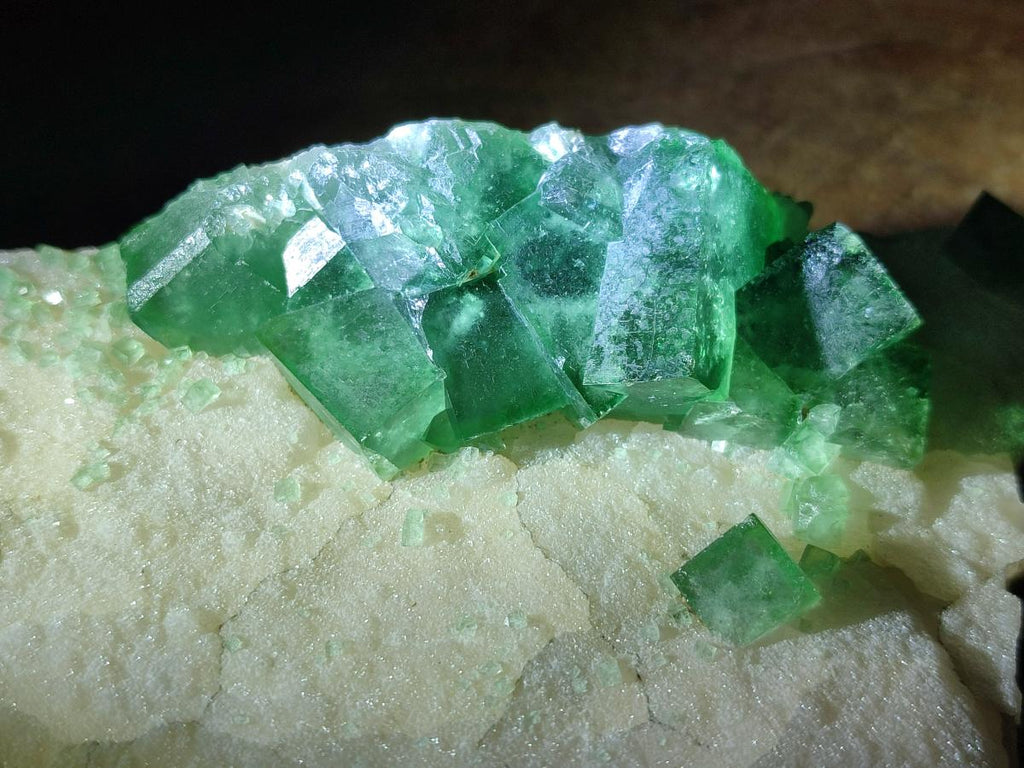 Natural Green Cubic Fluorite Specimens x 3 From Mandrosonoro, Madagascar - Toprock Gemstones and Minerals 