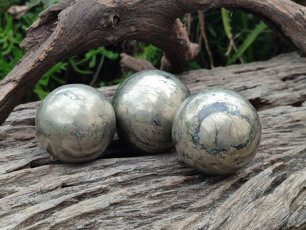 Polished Basalt Pharaoh Stone Spheres x 3 From Iron Duke Mine, Zimbabwe - Toprock Gemstones and Minerals 