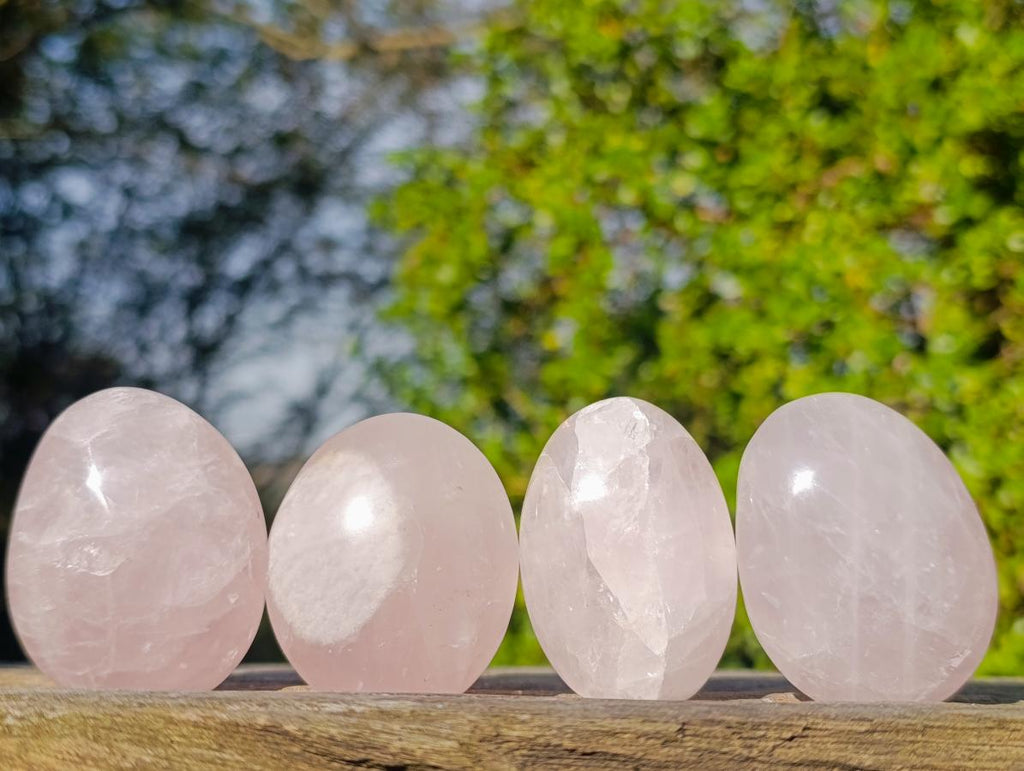 Polished Gemmy Rose Quartz Palm Stones x 24 From Madagascar - Toprock Gemstones and Minerals 