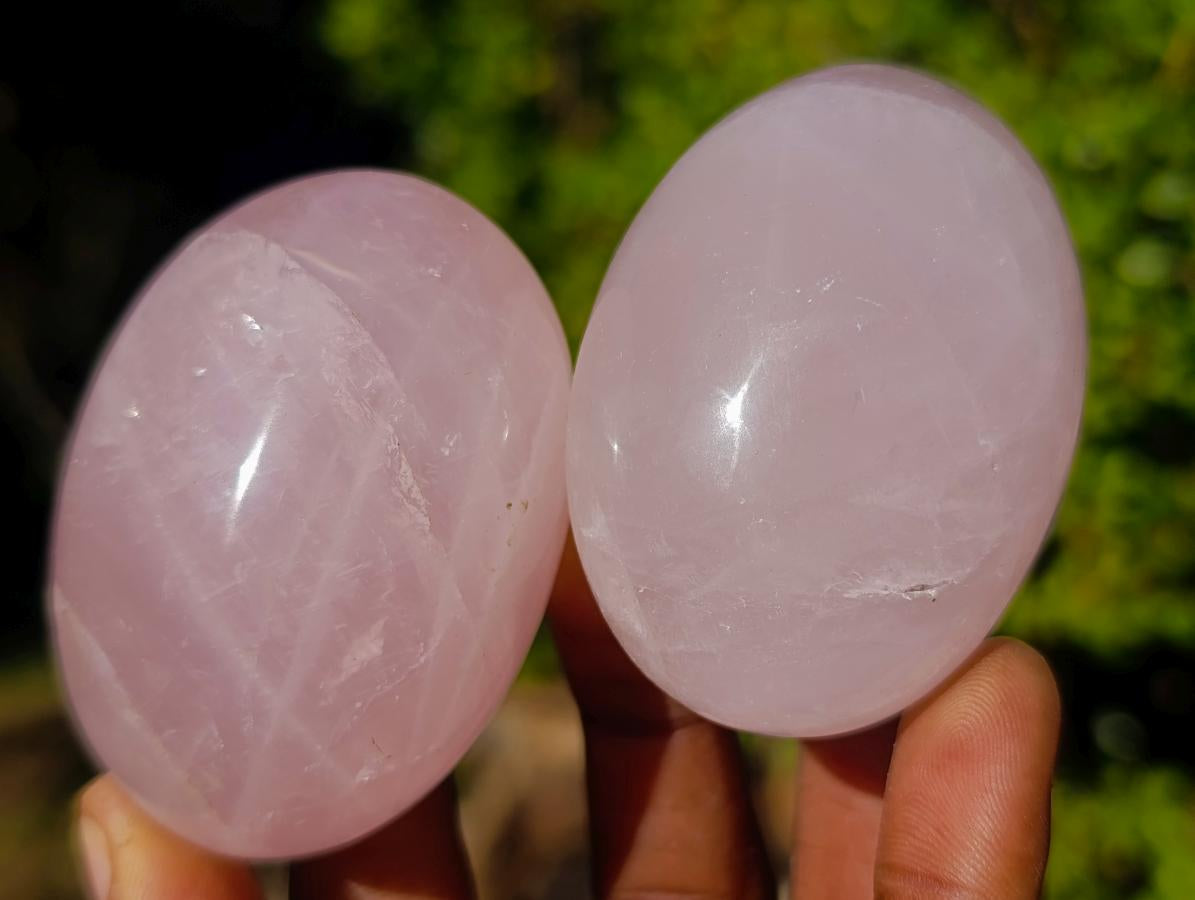 Polished Gemmy Rose Quartz Palm Stones x 24 From Madagascar - Toprock Gemstones and Minerals 