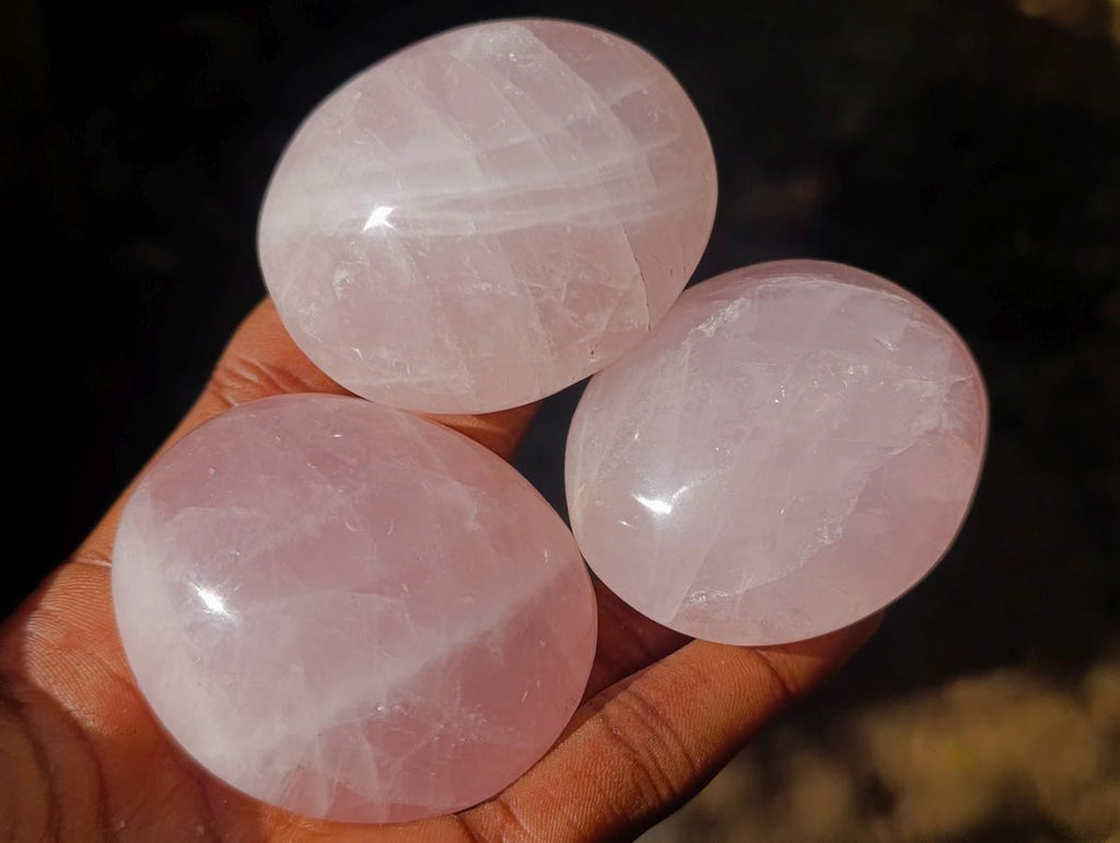 Polished Gemmy Rose Quartz Palm Stones x 24 From Madagascar - Toprock Gemstones and Minerals 