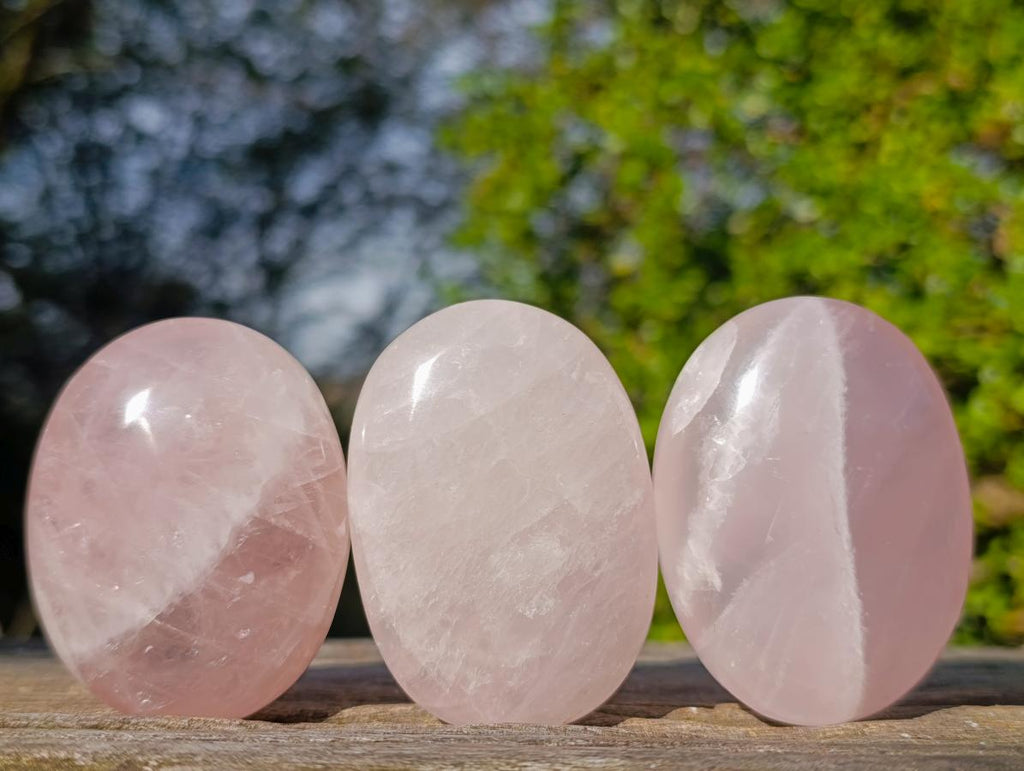 Polished Gemmy Rose Quartz Palm Stones x 24 From Madagascar - Toprock Gemstones and Minerals 