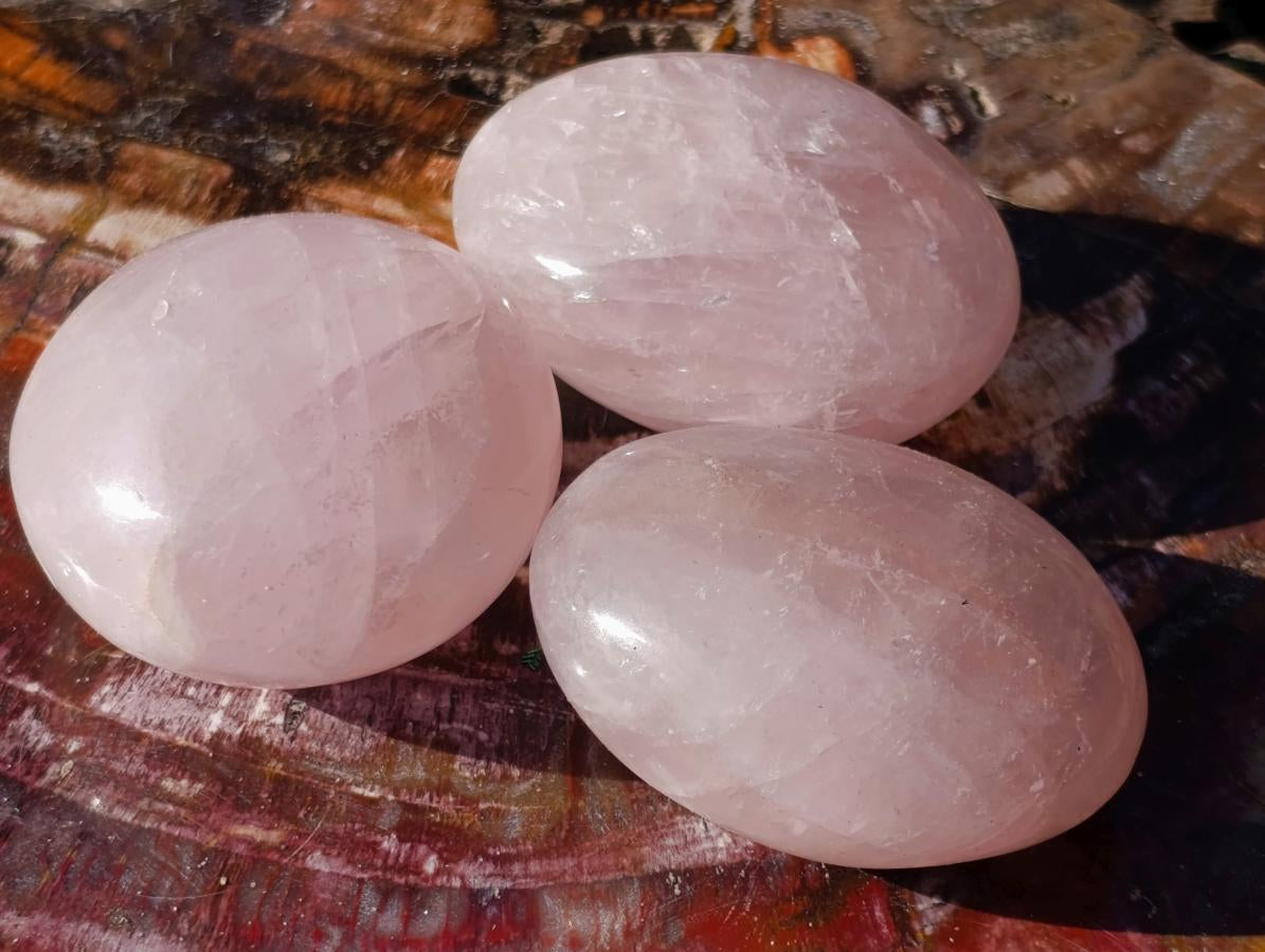Polished Gemmy Rose Quartz Palm Stones x 24 From Madagascar - Toprock Gemstones and Minerals 