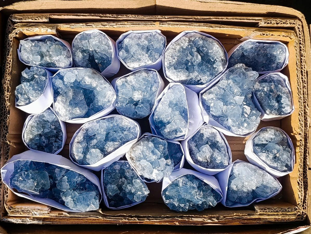 Natural Blue Celestite Specimens x 20 From Sakoany, Madagascar - Toprock Gemstones and Minerals 