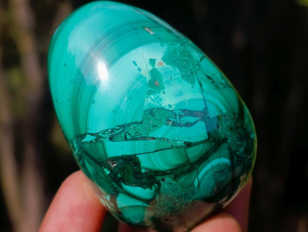 Polished Flower Banded Malachite Gemstone Eggs x 3 From Congo - Toprock Gemstones and Minerals 