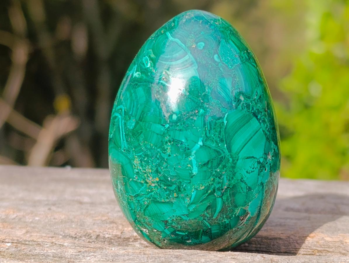Polished Flower Banded Malachite Gemstone Eggs x 3 From Congo - Toprock Gemstones and Minerals 