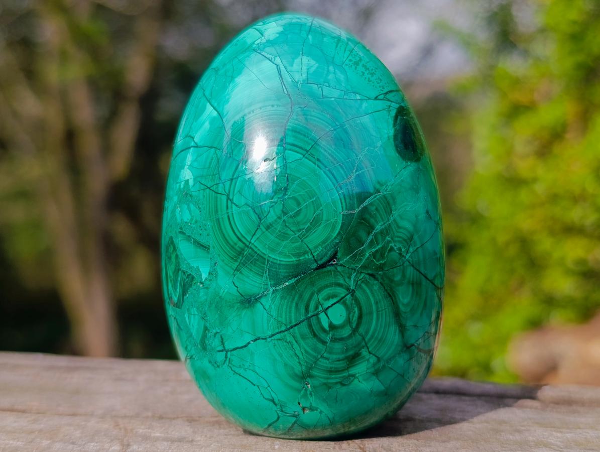 Polished Flower Banded Malachite Gemstone Eggs x 3 From Congo - Toprock Gemstones and Minerals 