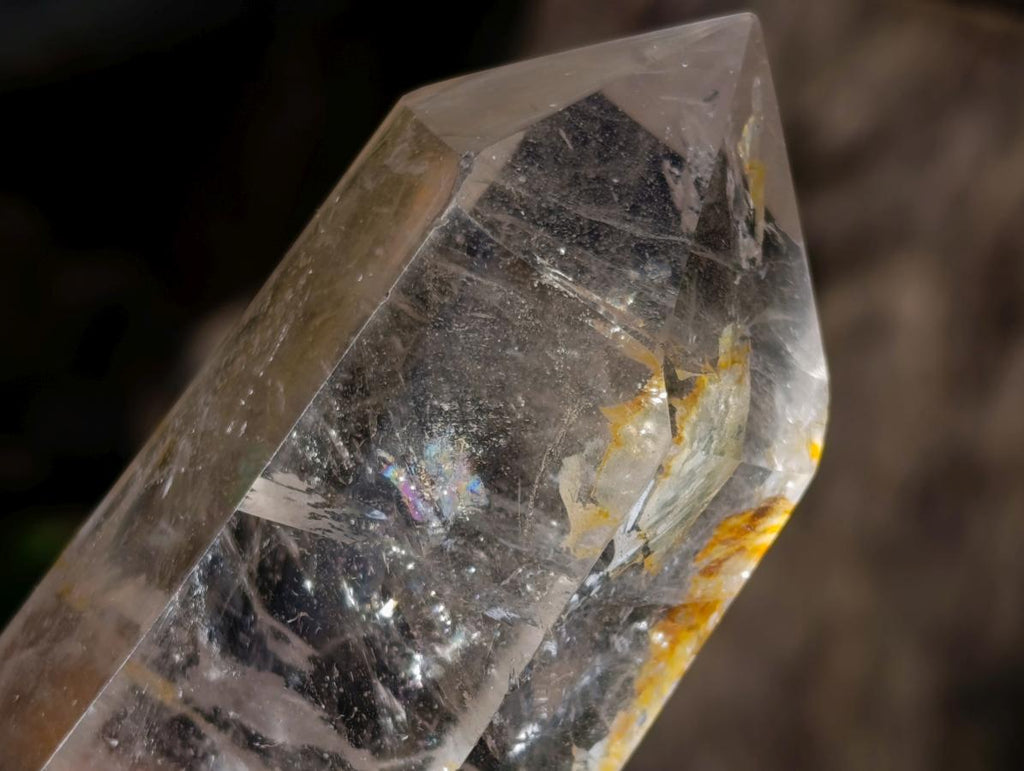 Polished Clear Quartz Display Crystals with Limonite Veils x 2 From Madagascar - Toprock Gemstones and Minerals 