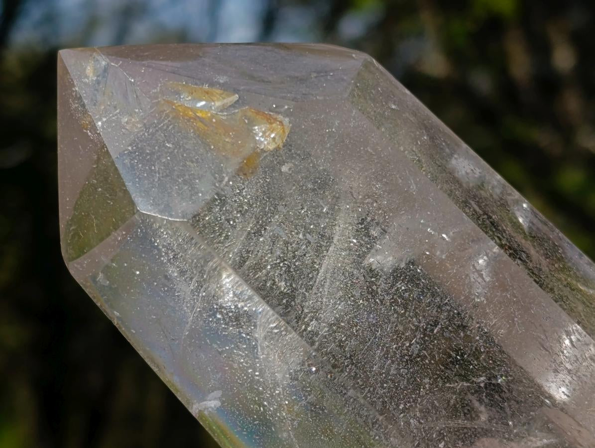 Polished Clear Quartz Display Crystals with Limonite Veils x 2 From Madagascar - Toprock Gemstones and Minerals 