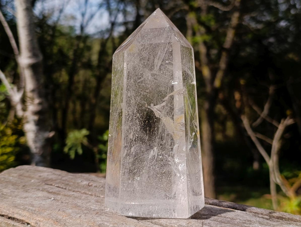 Polished Clear Quartz Display Crystals with Limonite Veils x 2 From Madagascar - Toprock Gemstones and Minerals 