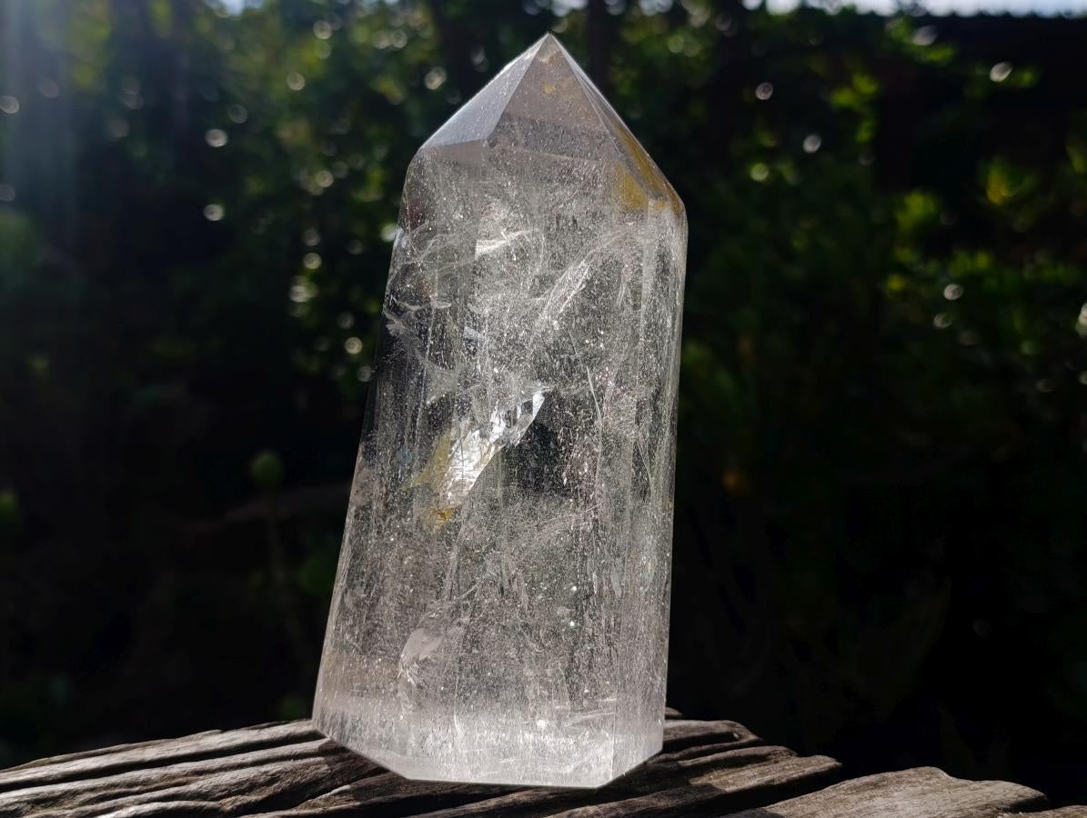 Polished Clear Quartz Display Crystals with Limonite Veils x 2 From Madagascar - Toprock Gemstones and Minerals 