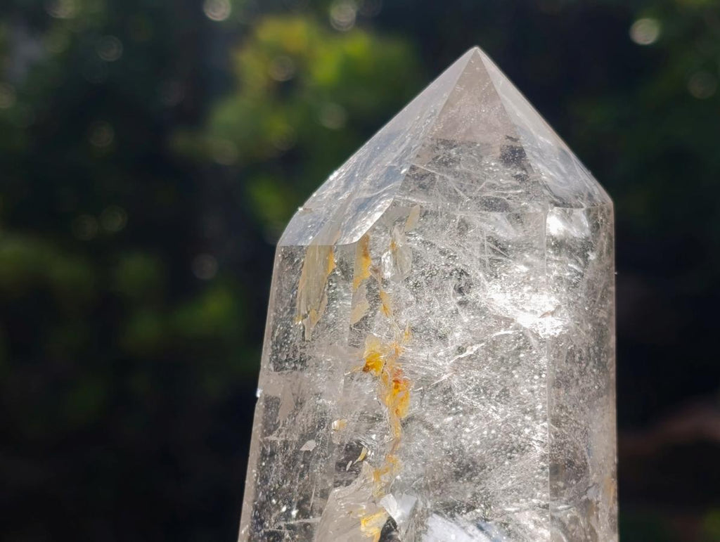 Polished Clear Quartz Display Crystals with Limonite Veils x 2 From Madagascar - Toprock Gemstones and Minerals 