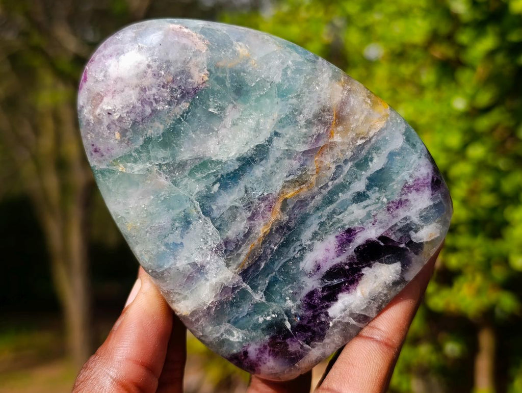 Polished Watermelon Fluorite Standing Display Pieces x 3 From Uis, Namibia - Toprock Gemstones and Minerals 