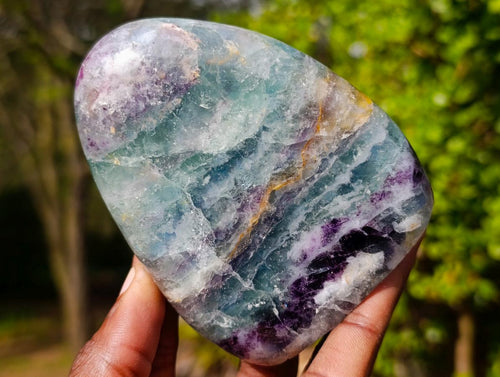 Polished Watermelon Fluorite Standing Display Pieces x 3 From Uis, Namibia - Toprock Gemstones and Minerals 