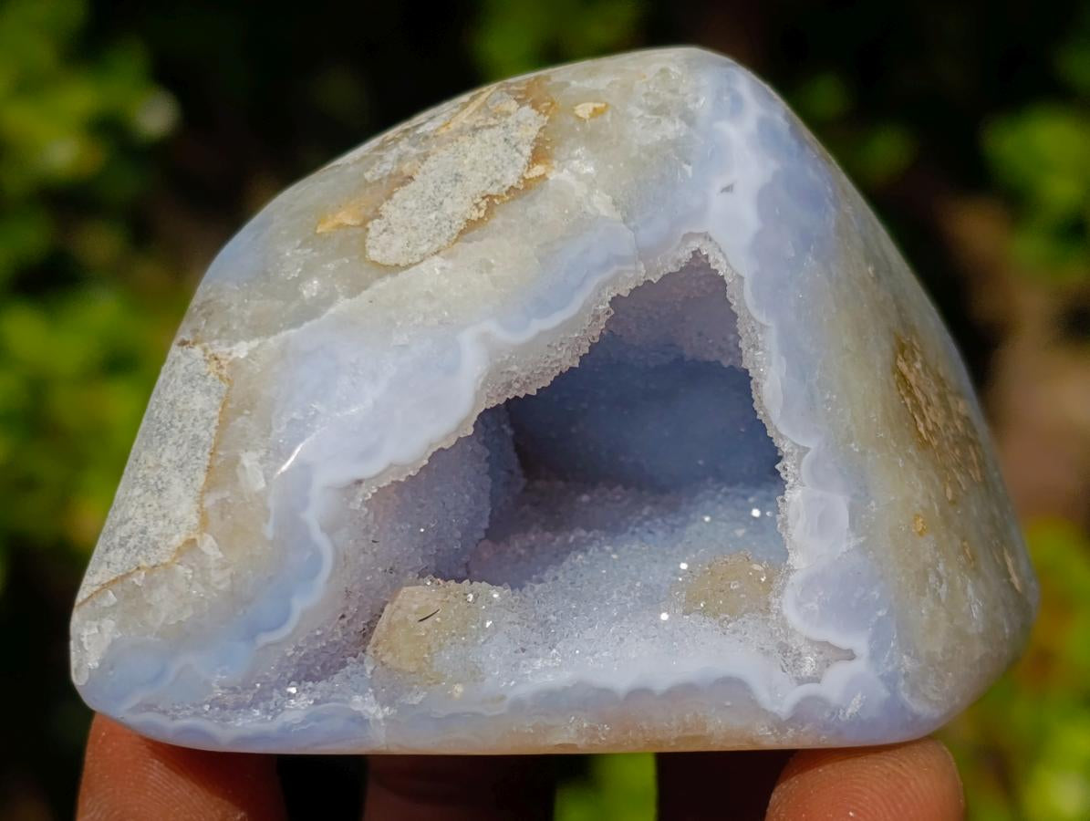 Polished Blue Lace Agate Free Forms and Standing Display Pieces x 6 From Nsanje, Malawi - Toprock Gemstones and Minerals 