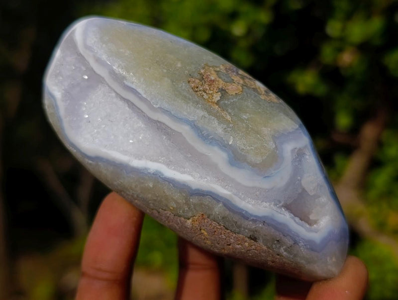 Polished Blue Lace Agate Free Forms and Standing Display Pieces x 6 From Nsanje, Malawi - Toprock Gemstones and Minerals 