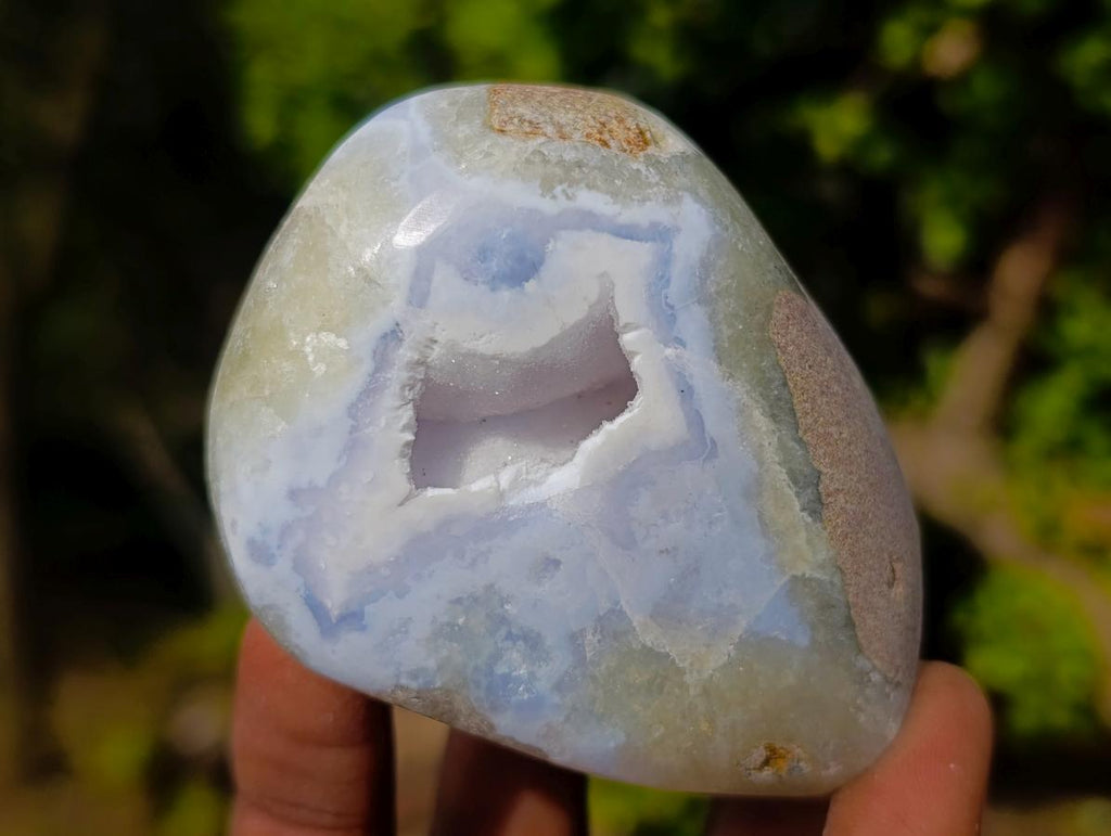 Polished Blue Lace Agate Free Forms and Standing Display Pieces x 6 From Nsanje, Malawi - Toprock Gemstones and Minerals 