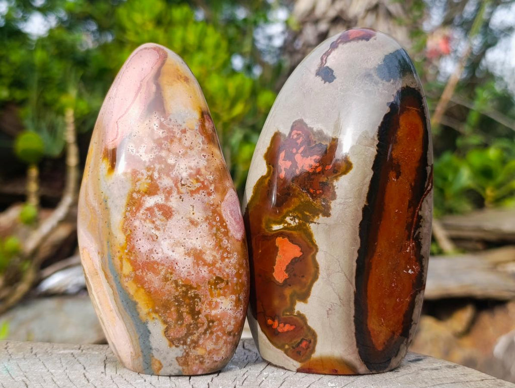 Polished Polychrome Jasper Standing Display Pieces x 4 From NW Coast, Madagascar - Toprock Gemstones and Minerals 