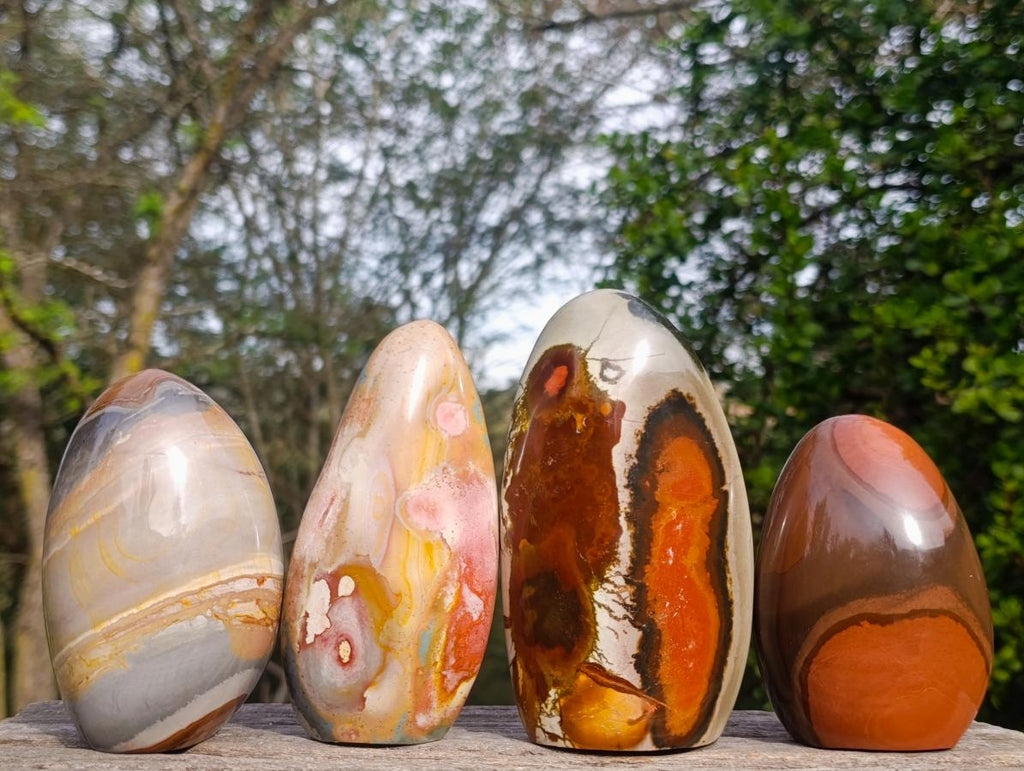 Polished Polychrome Jasper Standing Display Pieces x 4 From NW Coast, Madagascar - Toprock Gemstones and Minerals 