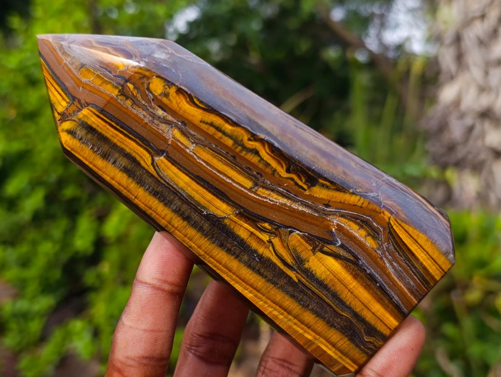 Polished Golden Tigers Eye Display Crystals x 3 From Prieska, South Africa - Toprock Gemstones and Minerals 