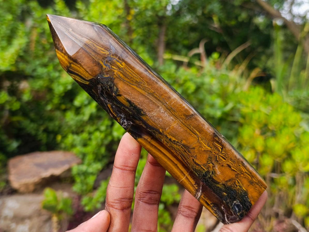 Polished Golden Tigers Eye Display Crystals x 3 From Prieska, South Africa - Toprock Gemstones and Minerals 