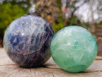 Polished Watermelon Fluorite Spheres x 2 From Uis, Namibia - Toprock Gemstones and Minerals 