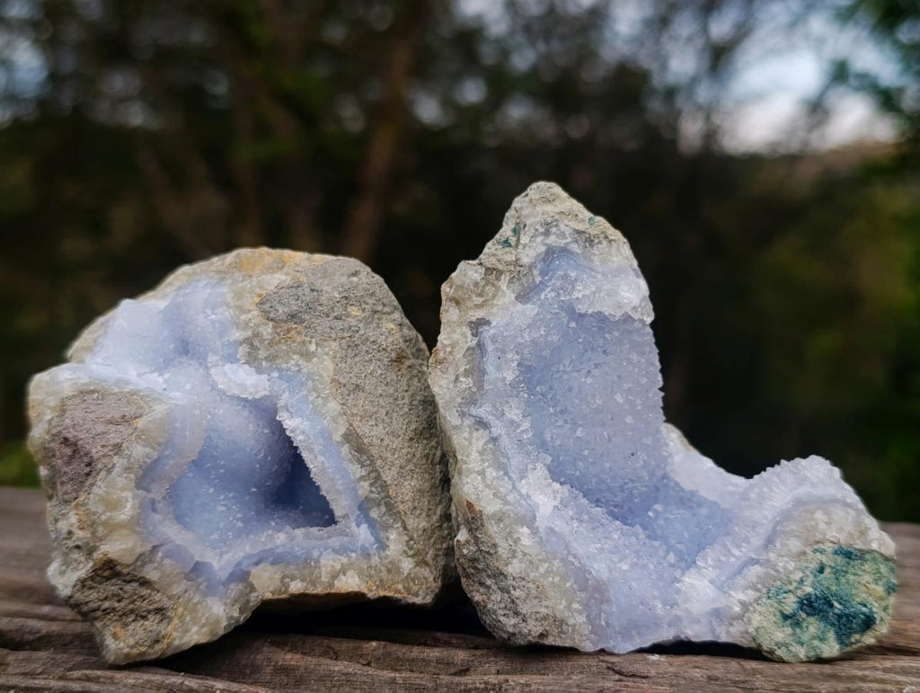 Natural Blue Lace Agate Geodes with Dogtooth Calcite x 12 From Nsanje, Malawi - Toprock Gemstones and Minerals 