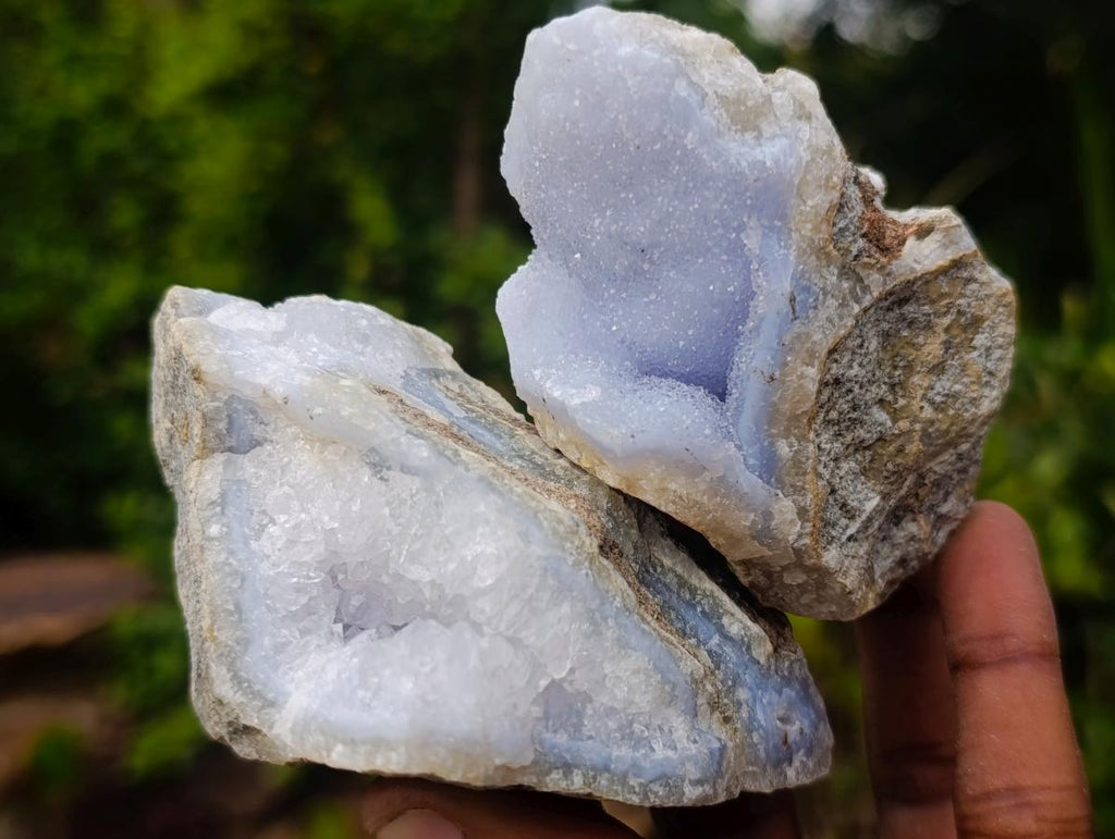 Natural Blue Lace Agate Geodes with Dogtooth Calcite x 12 From Nsanje, Malawi - Toprock Gemstones and Minerals 