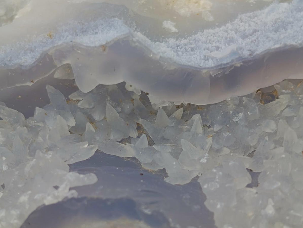 Natural Blue Lace Agate Geodes with Dogtooth Calcite x 12 From Nsanje, Malawi - Toprock Gemstones and Minerals 