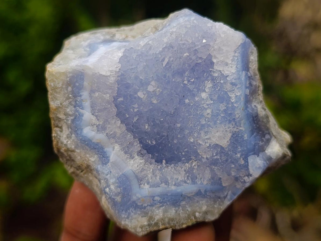 Natural Blue Lace Agate Geodes with Dogtooth Calcite x 12 From Nsanje, Malawi - Toprock Gemstones and Minerals 