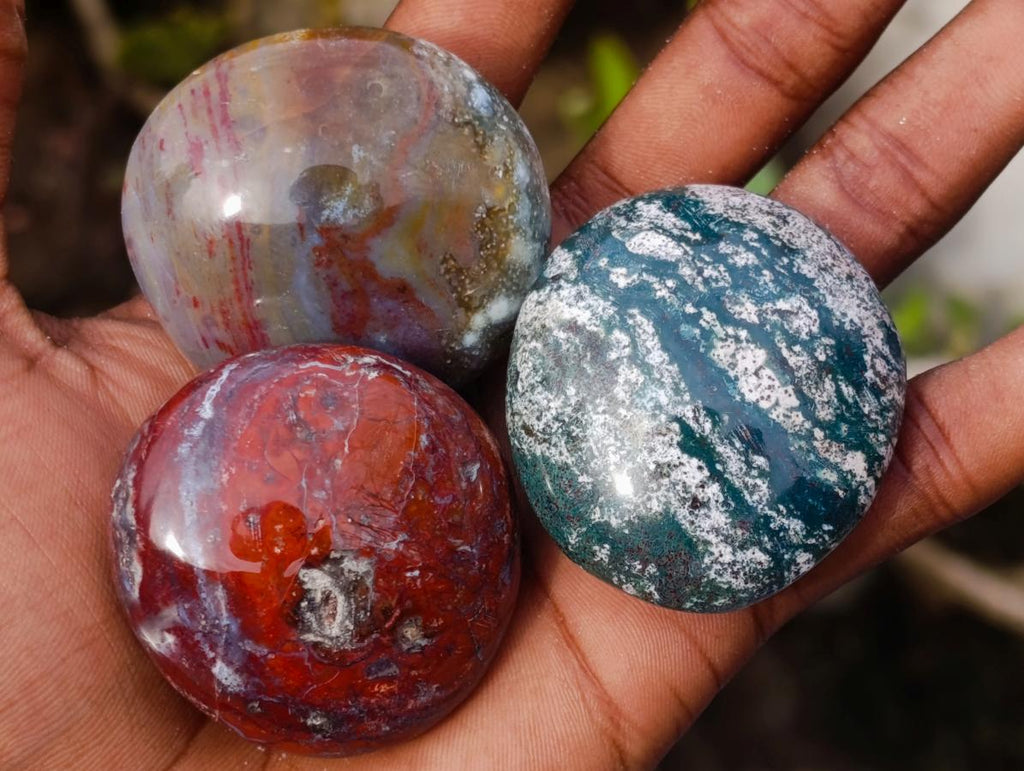 Polished Rare Ocean Jasper Galets x 24 From Northwest Coast, Madagascar - Toprock Gemstones and Minerals 