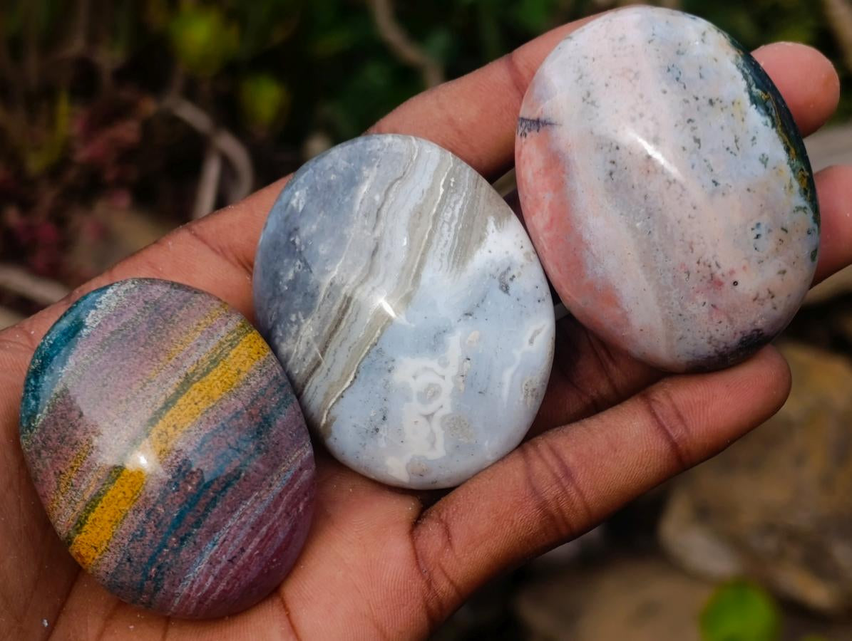 Polished Rare Ocean Jasper Galets x 24 From Northwest Coast, Madagascar - Toprock Gemstones and Minerals 