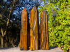 Polished Golden Tigers Eye Display Crystals x 3 From Prieska, South Africa - Toprock Gemstones and Minerals 