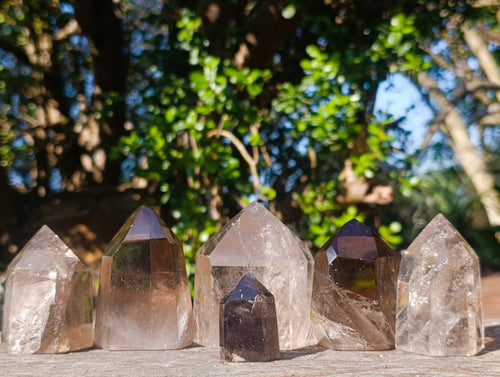 Polished Smokey Quartz Display Crystals x 6 From Madagascar - Toprock Gemstones and Minerals 