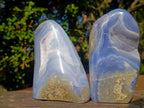 Polished Blue Lace Agate Standing Display Pieces x 2 From Nsanje, Malawi - Toprock Gemstones and Minerals 