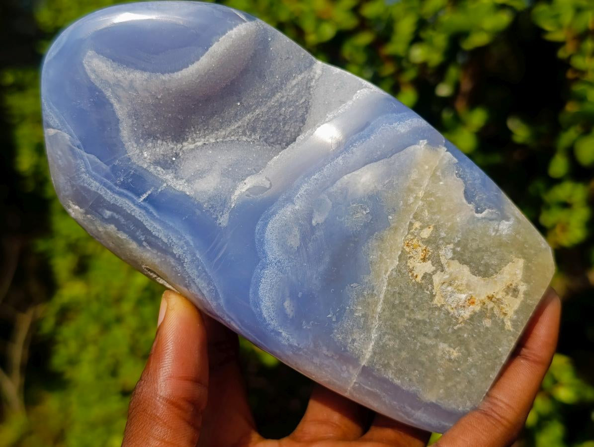 Polished Blue Lace Agate Standing Display Pieces x 2 From Nsanje, Malawi - Toprock Gemstones and Minerals 