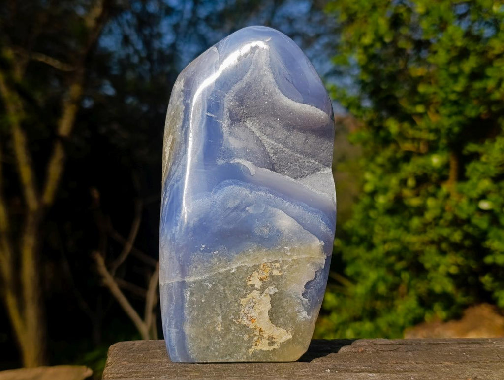 Polished Blue Lace Agate Standing Display Pieces x 2 From Nsanje, Malawi - Toprock Gemstones and Minerals 